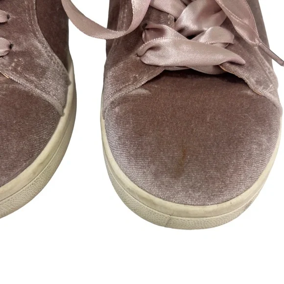 SAM EDELMAN Marlow Blush Velvet Sneakers Tie Shoes 8.5 - Picture 5 of 7